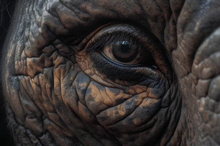 Eye of an elephant close-up in the wild, India.の素材