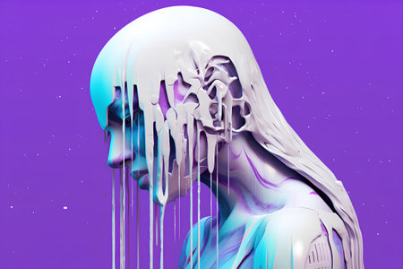 3d rendering of a female figure with a futuristic hairstyle.の素材