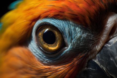Macro shot of the eye of a macaw parrot.の素材