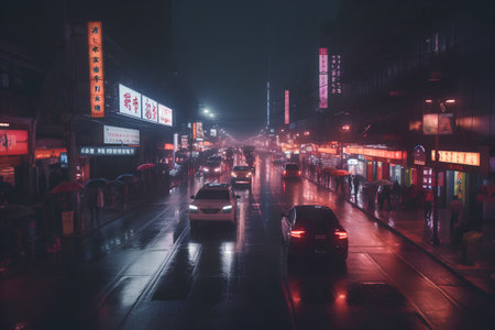 Street view at night in Hong Kong.の素材