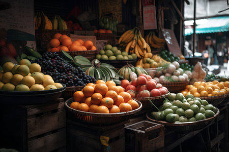 Fruits and vegetables in a market in Hoi An, Vietnamの素材