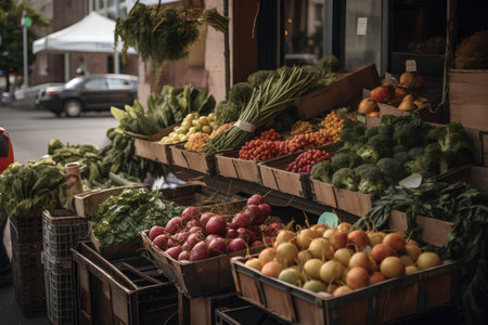 Fruits and vegetables at a farmers market in Bologna, Italyの素材
