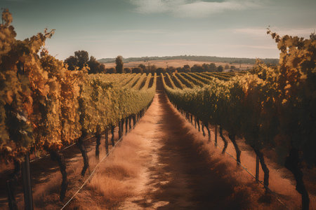 Vineyard in Tuscany, Italy. Vintage style toned pictureの素材