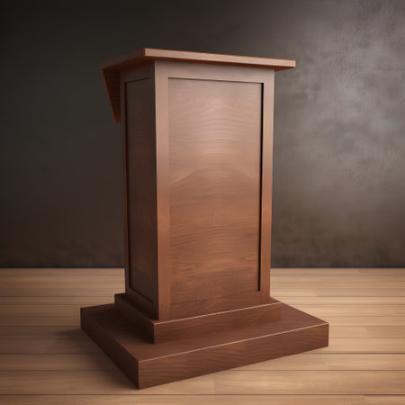 3d render of wooden podium for speech or debate on wood floorの素材