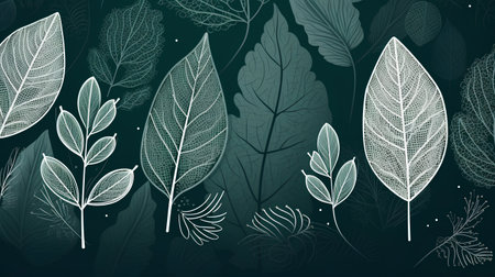 Seamless pattern with leafs and plants. Vector illustration.の素材