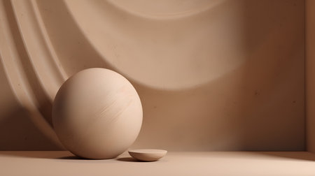 Easter egg on a beige background. 3d render.の素材