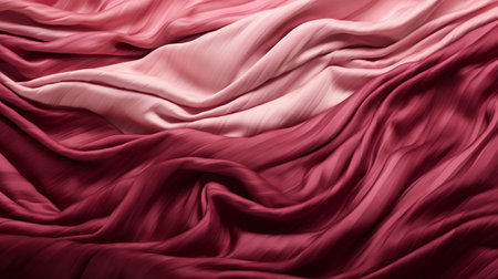 Closeup of rippled pink silk fabric as background texture.の素材