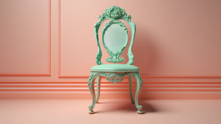 Classic green armchair in classic interior. 3D render illustration.の素材