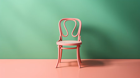Minimalistic interior design. 3D render of chair on pastel green backgroundの素材