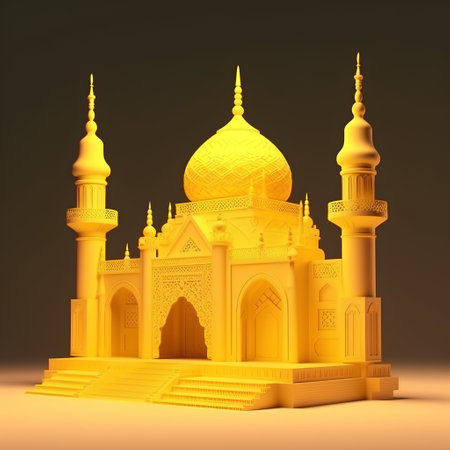 3D illustration of Taj Mahal in Agra, Uttar Pradesh, Indiaの素材