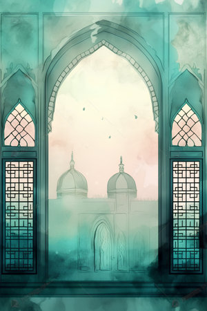 Illustration of Taj Mahal in Agra, Uttar Pradesh, Indiaの素材