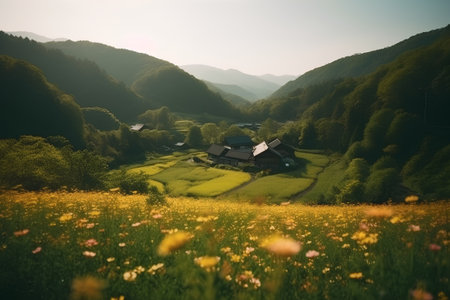 Beautiful summer landscape in the Carpathian Mountains, Ukraine.の素材