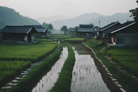 Rice terraces in the village of Hoi An, Vietnamの素材