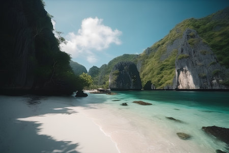 Tropical beach at Phi Phi island, Krabi, Thailandの素材