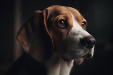 Portrait of a cute beagle dog. Selective focus.の素材