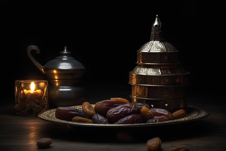Ramadan Kareem concept with dates and kareem lanternsの素材