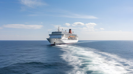 Cruise ship in the open sea. View from the side.の素材