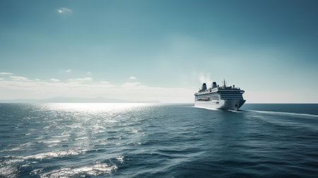 Cruise ship in the sea. Travel and tourism concept. 3D Renderingの素材