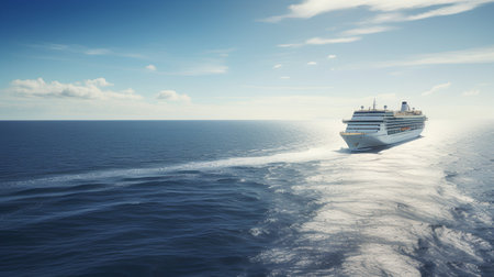Cruise ship in the sea. Blue sea and blue sky.の素材