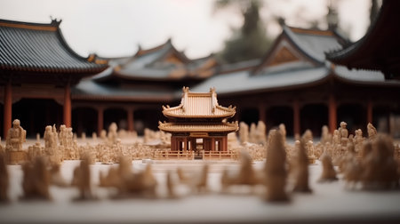 Beautiful Chinese pavilion in the park. Shallow depth of field.の素材