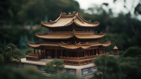 Miniature of Chinese pavilion in the garden. Selective focus.の素材