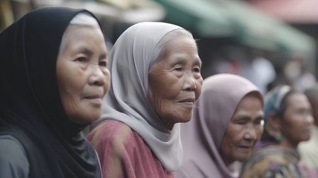 Unidentified old muslim women in Bangkok, Thailand.の素材