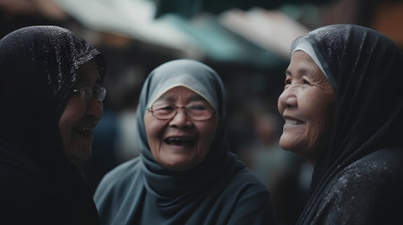 Muslim women in the streets of Kuala Lumpur,Malaysia.の素材