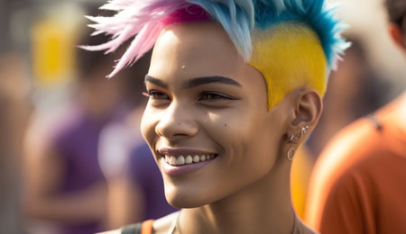 People take part in the gay pride parade in Milan.の素材