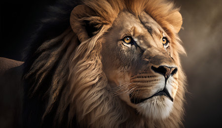 Portrait of a lion in the wild. Wildlife scene from Africa.の素材