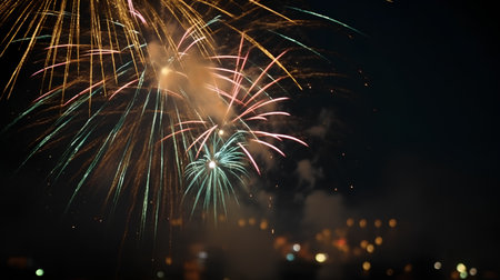 Beautiful firework display for celebrate new year and merry christmasの素材
