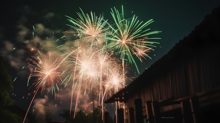 Colorful fireworks on the black sky background,thailand,Asiaの素材