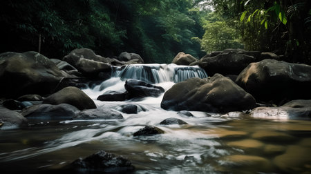 Waterfall in deep forest at Phu Soi Dao National Park, Thailandの素材