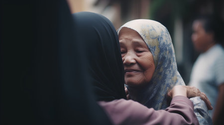 Muslim women in the streets of Kuala Terengganu, Malaysiaの素材