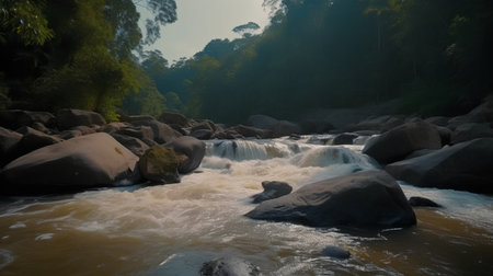 Beautiful waterfall in the tropical forest, Thailand. Nature background.の素材