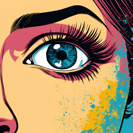 Vector illustration of beautiful woman's eye in pop art style. Hand drawn illustration.の素材
