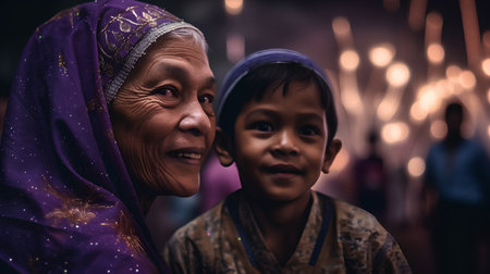 An unidentified Burmese woman with her child in Mandalay, Myanmar.の素材