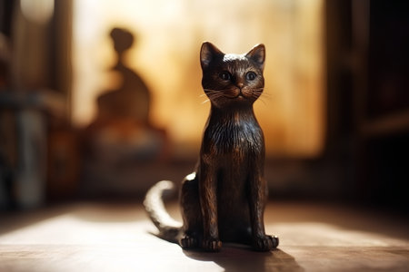 Cat figurine in the interior of the house. Shallow depth of fieldの素材