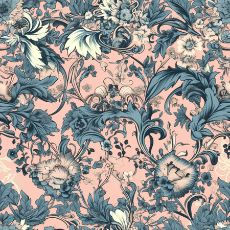 Seamless pattern with flowers in vintage style. Vector illustration.の素材