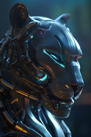 3D rendering of a robot in a cyborg's head.の素材