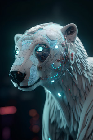 3d rendering of a robot in the form of a polar bearの素材