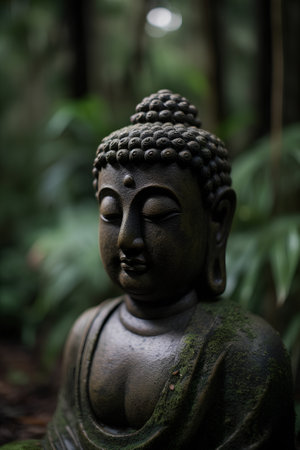 Buddha statue in the jungle, Thailand. (Selective focus)の素材