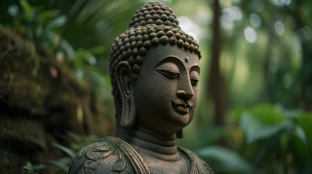 Buddha statue in the garden at Chiang Mai, Thailandの素材