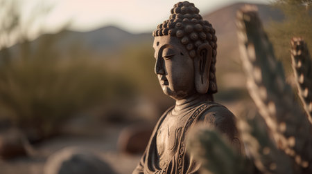 Buddha statue in the desert of Gran Canaria, Spainの素材