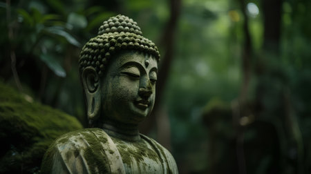 Buddha statue in the forest, Thailand. Selective focus.の素材