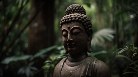Buddha statue in the garden, Thailand. Selective focus.の素材