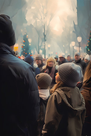 Unidentified people at the Christmas market.の素材