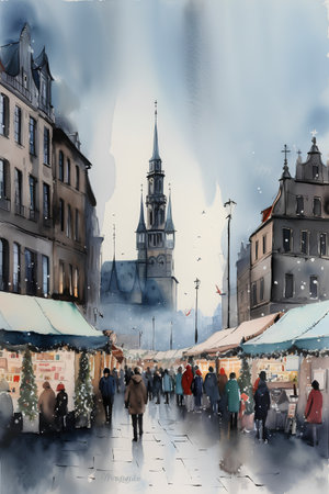 Christmas market in Prague, Czech Republic.の素材