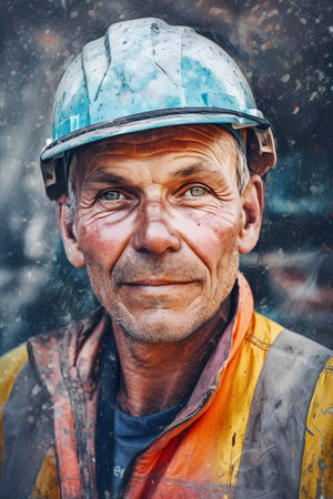 Unidentified miner at the construction site in Moscow, Russia.の素材