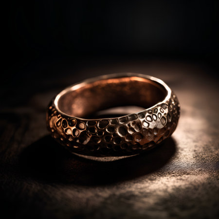 Wedding rings on a wooden background. Selective focus.の素材
