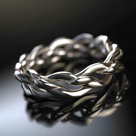 Silver bracelet on a black background. 3d rendering. Computer digital drawing.の素材